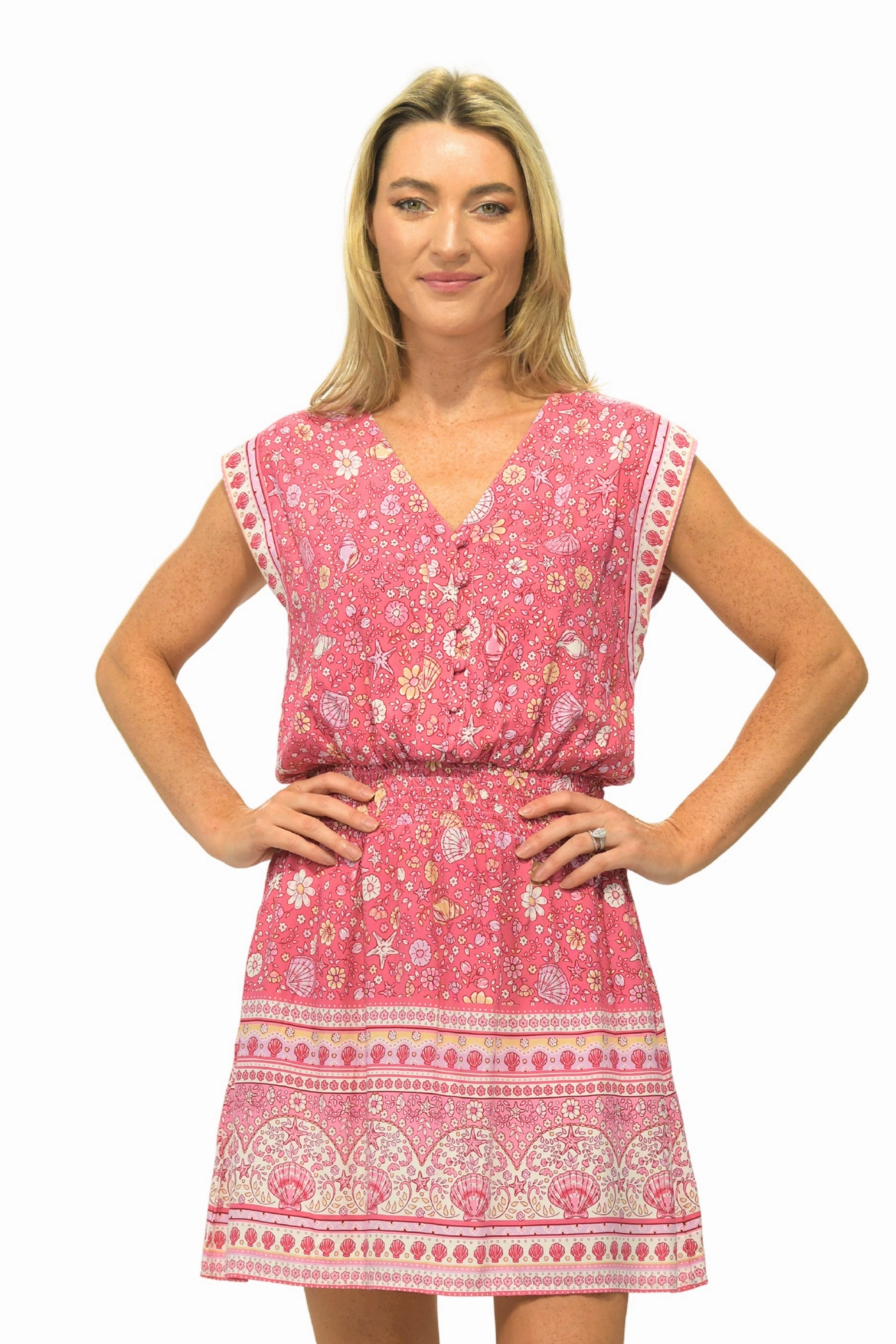 Anna Dress / Pink Shells Perfect Fit Look Smooth Layers