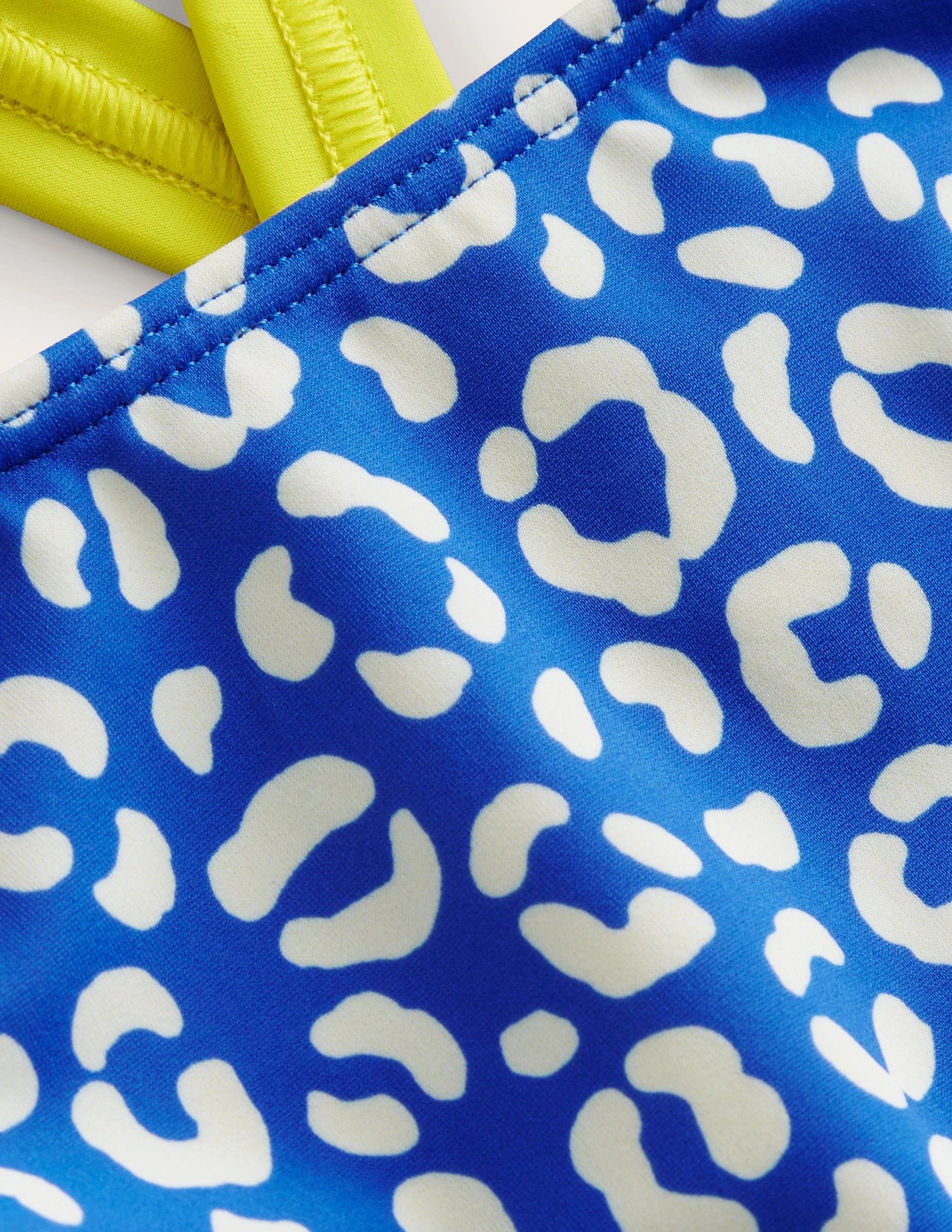 Cross Back Tankini Top-Blue Leopard Waterfront Vacation