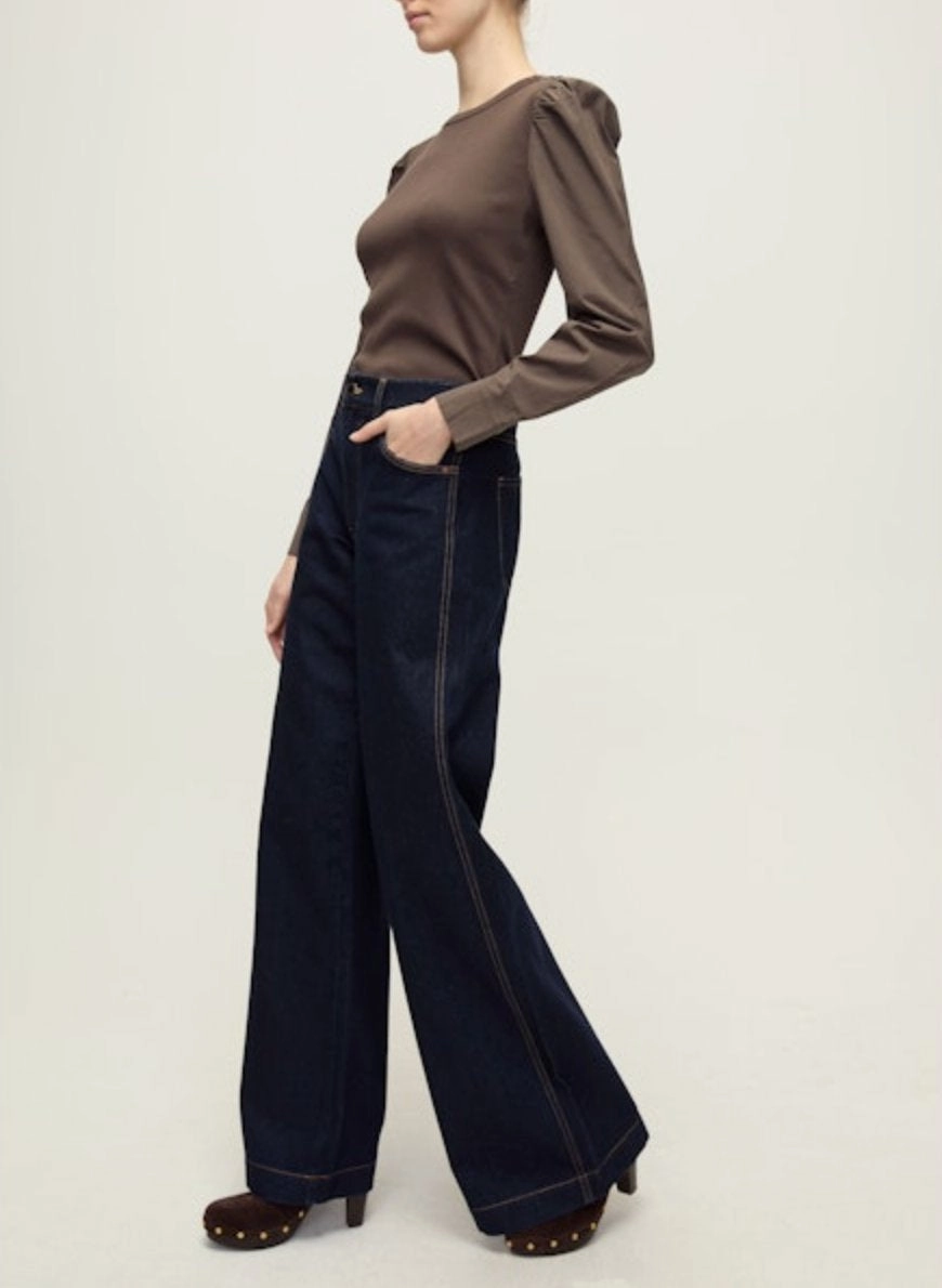 hypoallergenic material Fersia Mixed Media Tee Dark Umber