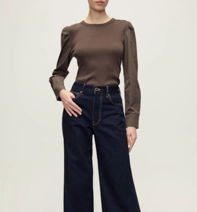 Tagless Neckline Design Fersia Mixed Media Tee Dark Umber