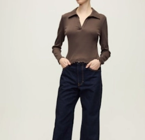 Kearney Ribbed Long Sleeve Tee Dark Umber ReflectiveTrim Reinforced Shoulders