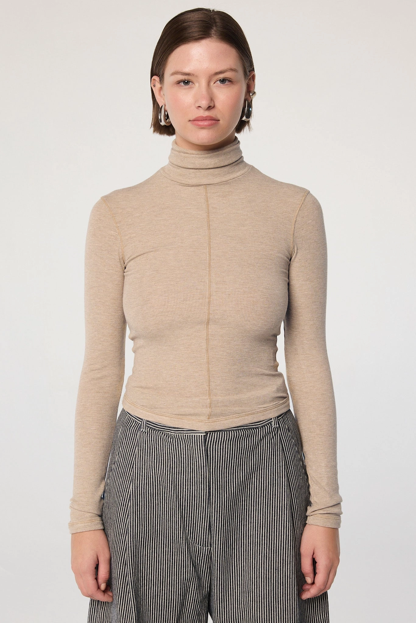 MADS TURTLENECK TOP Yarn Dyed Pattern Cloth