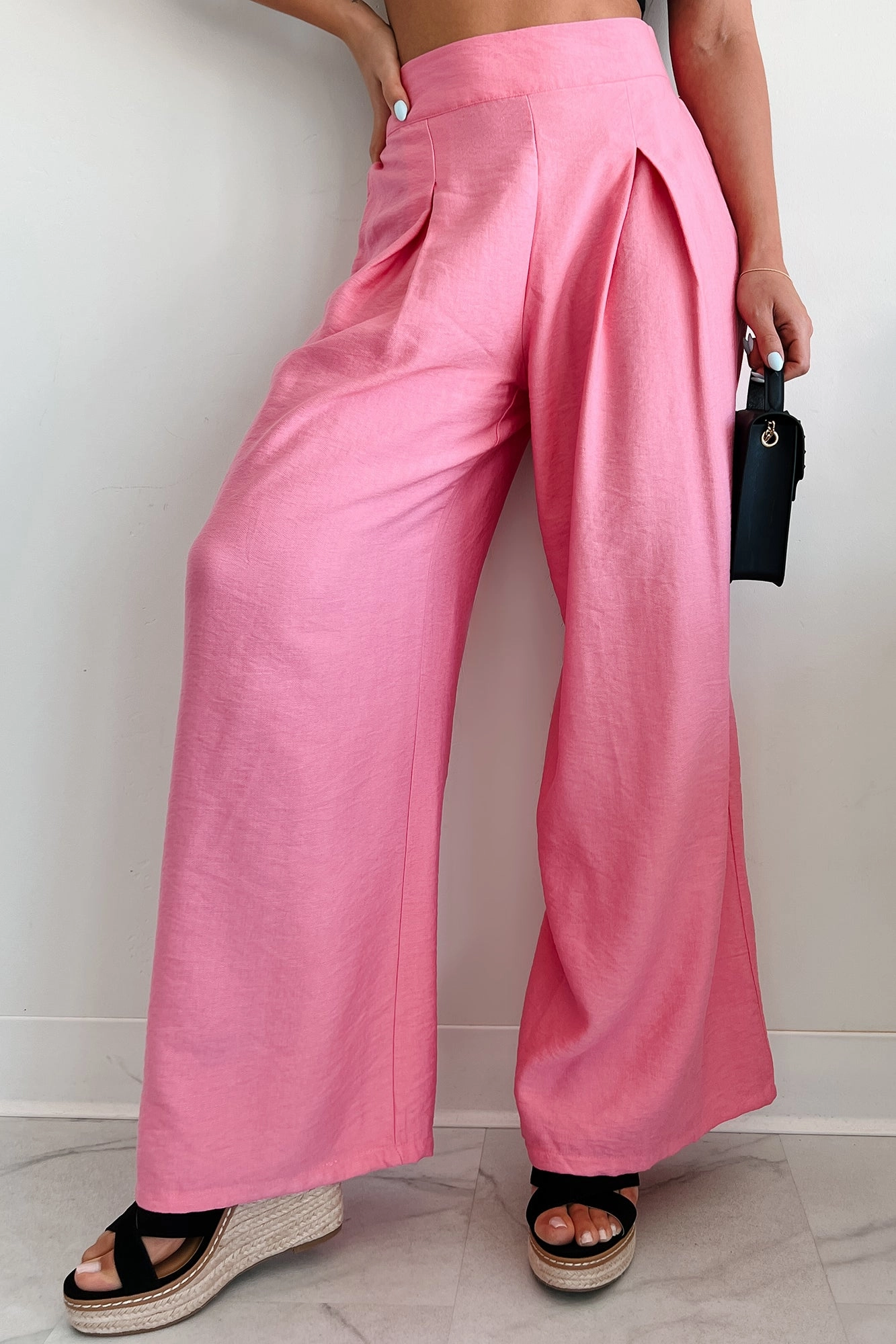 Energetic Response High Rise Pleated Wide Leg Pants (Pink) Agile Fit