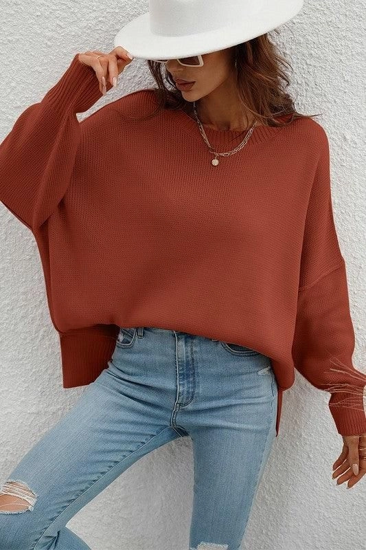 LOOSE FIT DOLMAN SLEEVE KNIT SWEATER AntiStatic Coating Breathable3DKnit