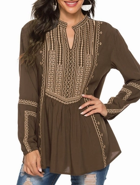 COTTON LONG SLEEVE EMBROIDERED BLOUSE_CWTBLL0817 OversizedFit OversizedSilhouette