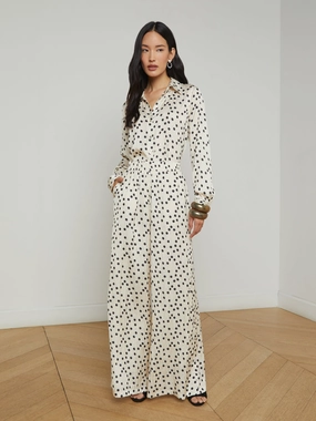 Lillian Wide Leg Pant Ecru/Black Polka Dot PermeableCloth