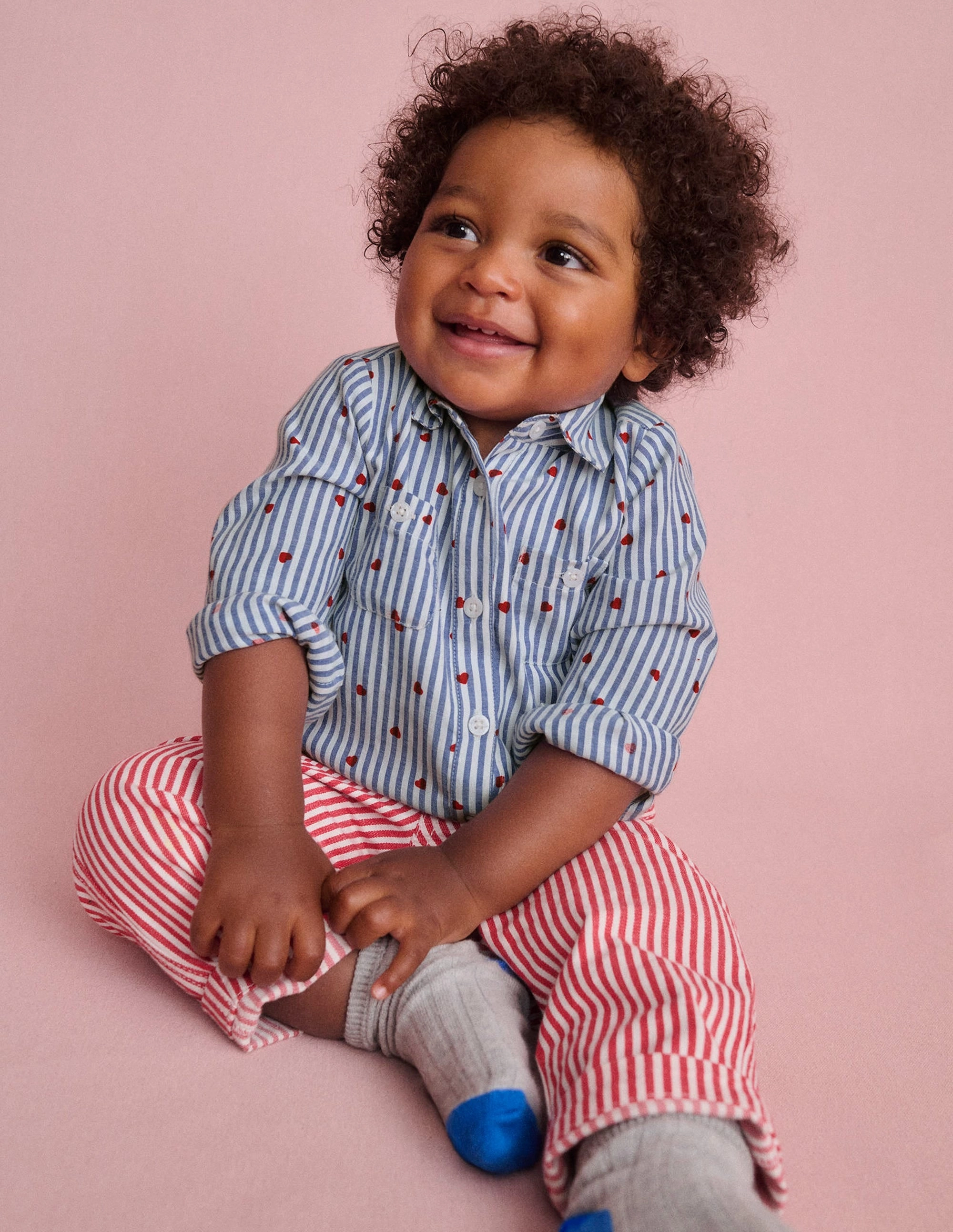 Woven Shirt Body-Ticking Confetti Heart DurableCollarStays Flatlock Seam Design