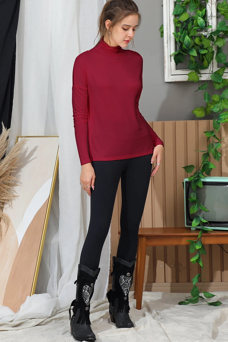 Everyday Wear NonRestrictive Armholes LONG SLEEVE TURTLE NECK TUNIC CASUAL TOP