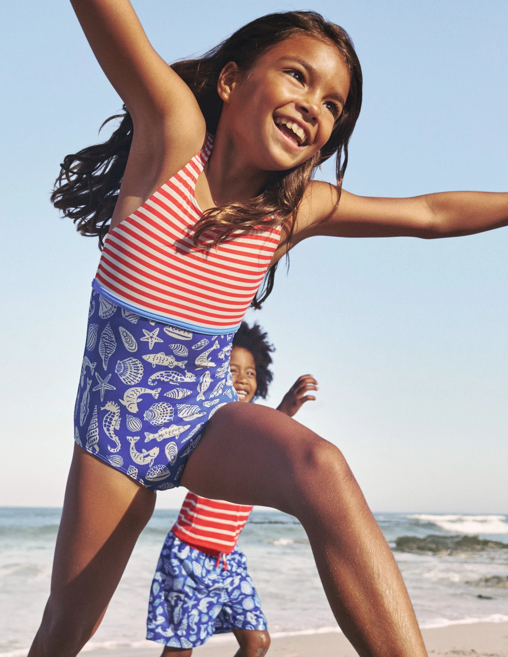 Relaxing Swimwear Coastal Lifestyle Hotchpotch Swimsuit-Sapphire Blue Seashore