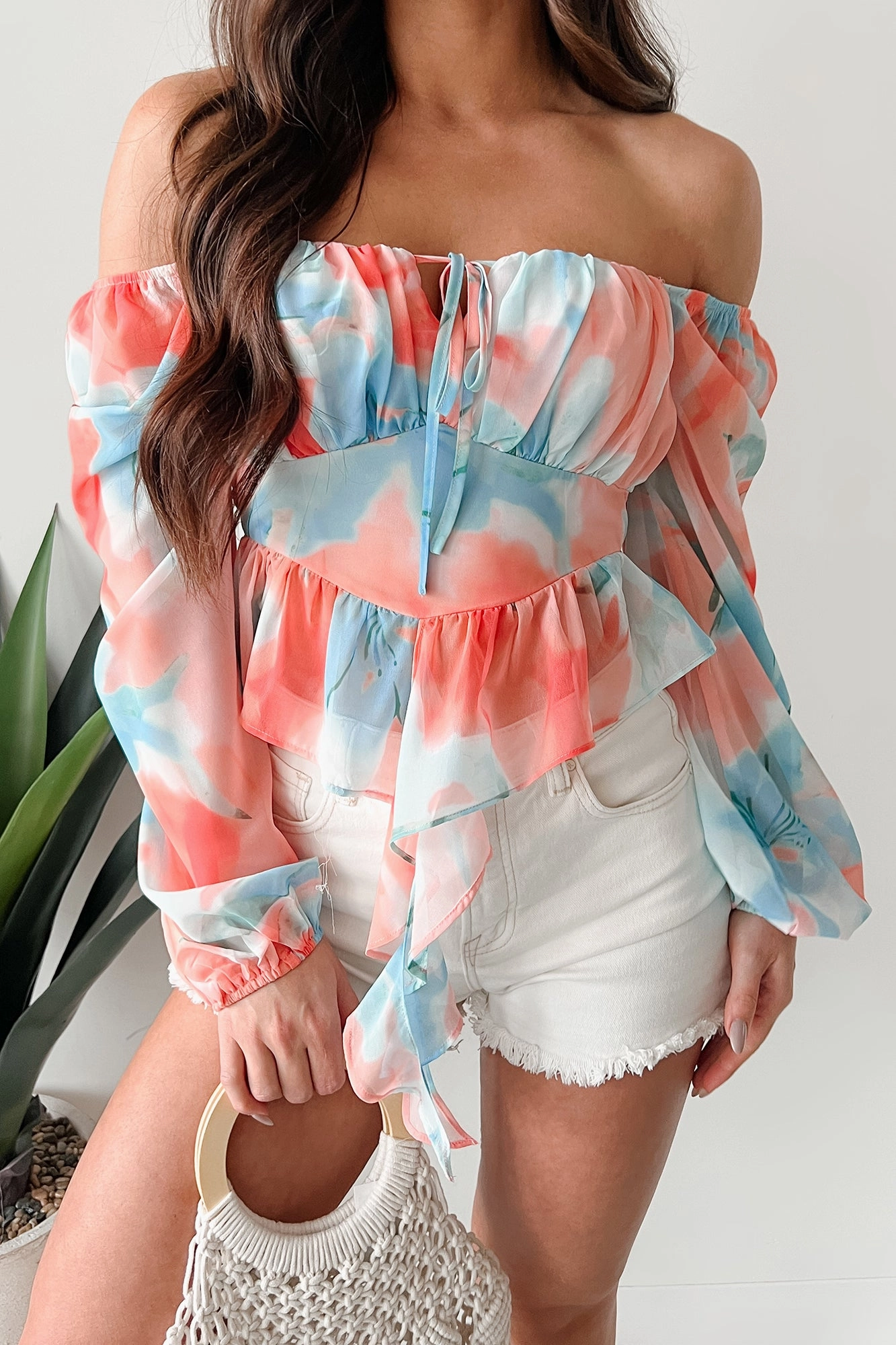 Radiate Good Vibes Pastel Tie-Dye Ruffled Top (Orange Combo) AdjustableCuffSystem Ventilated Back Panel