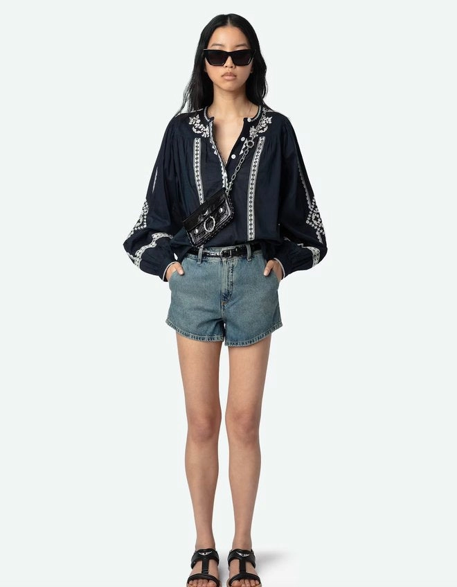 Light Deflection Fabric Biodegradable Fiber Composition Tigy Blouse Encre