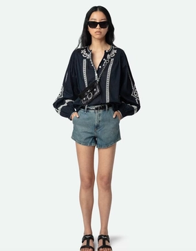 Light Deflection Fabric Biodegradable Fiber Composition Tigy Blouse Encre