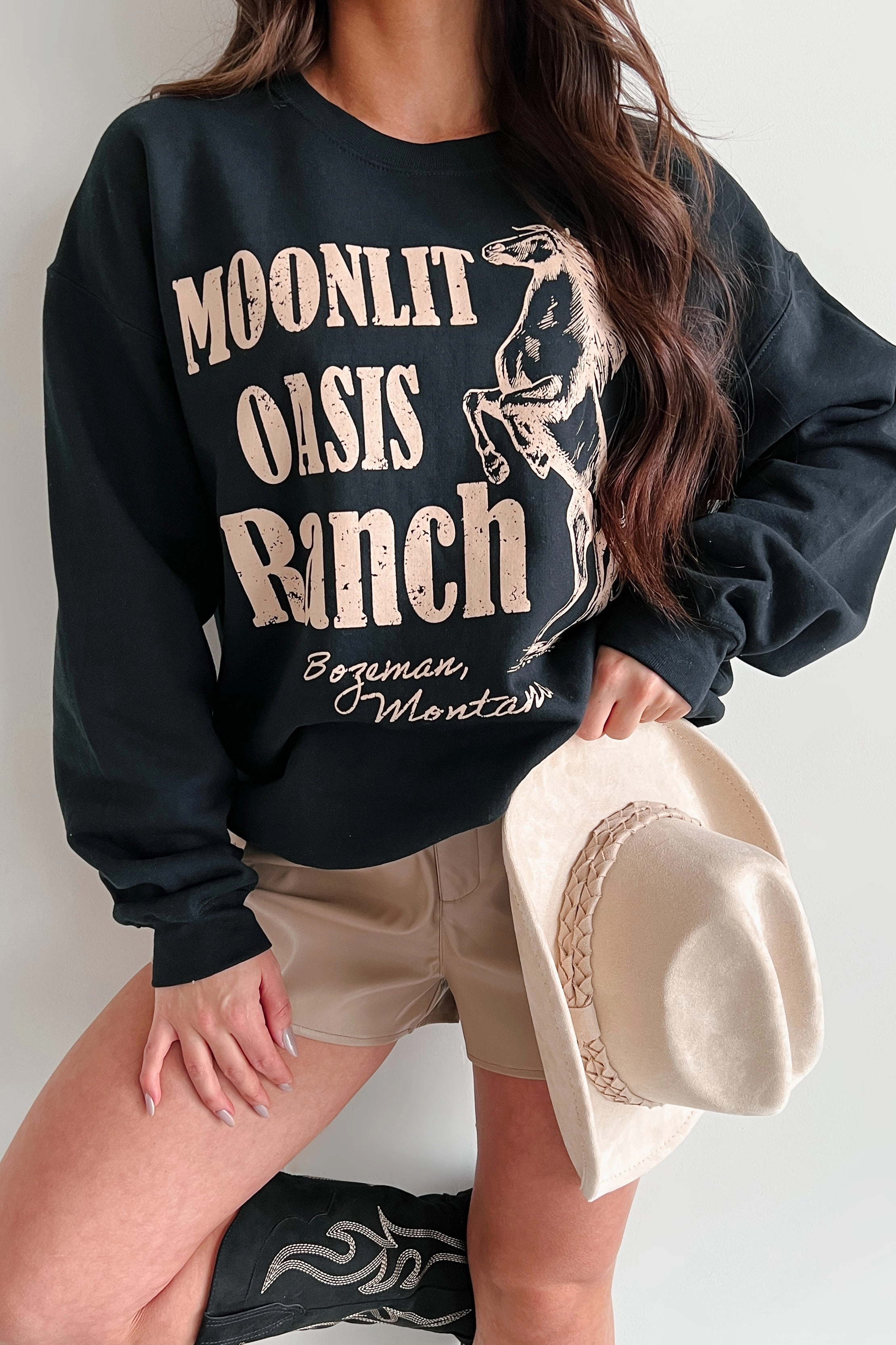 SoftTouch Cooling Technology "Moonlit Oasis" Graphic Sweatshirt (Black)