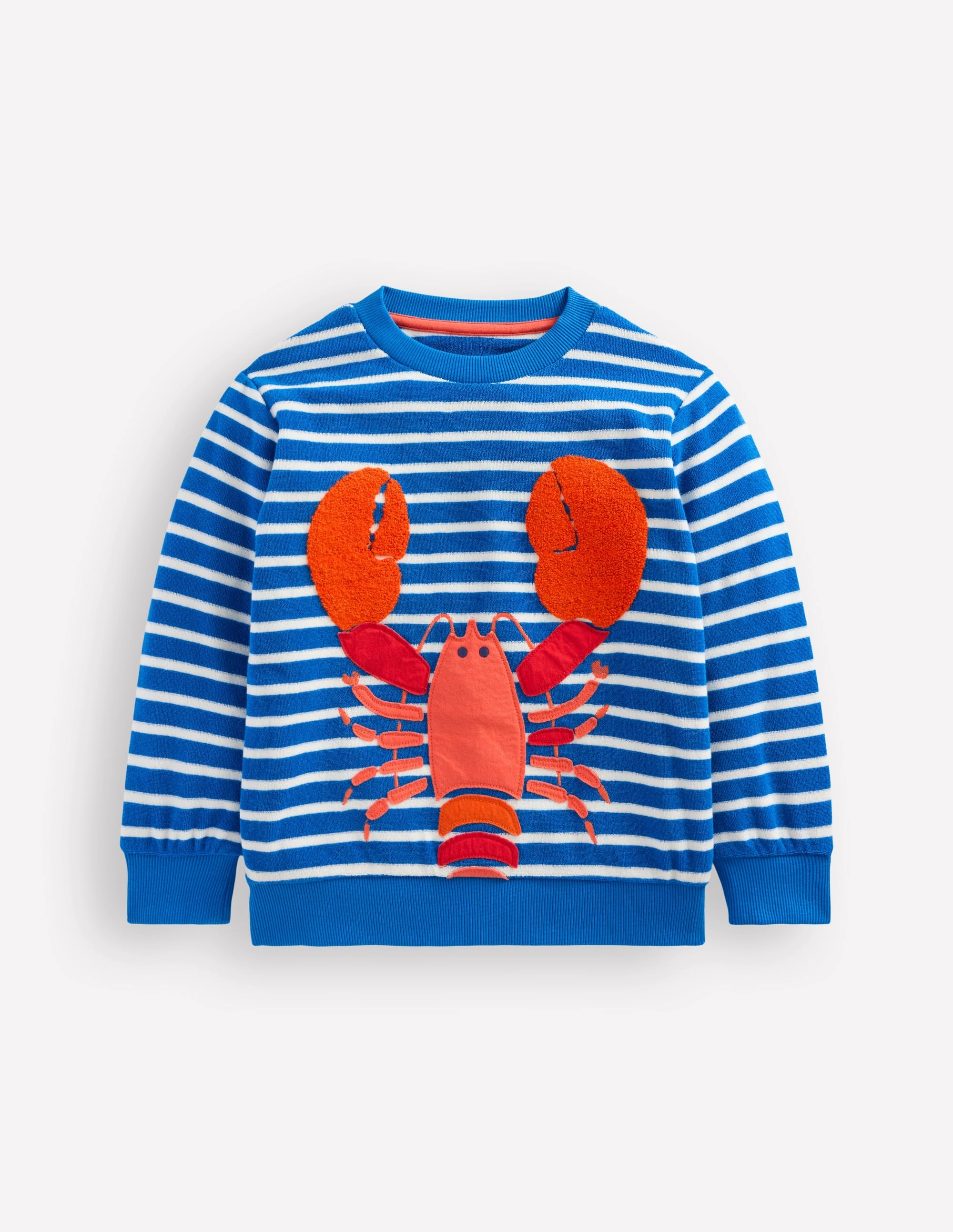 Mesh Lining ContrastPlacket Fun Towelling Sweatshirt-Blue and Ivory Lobster