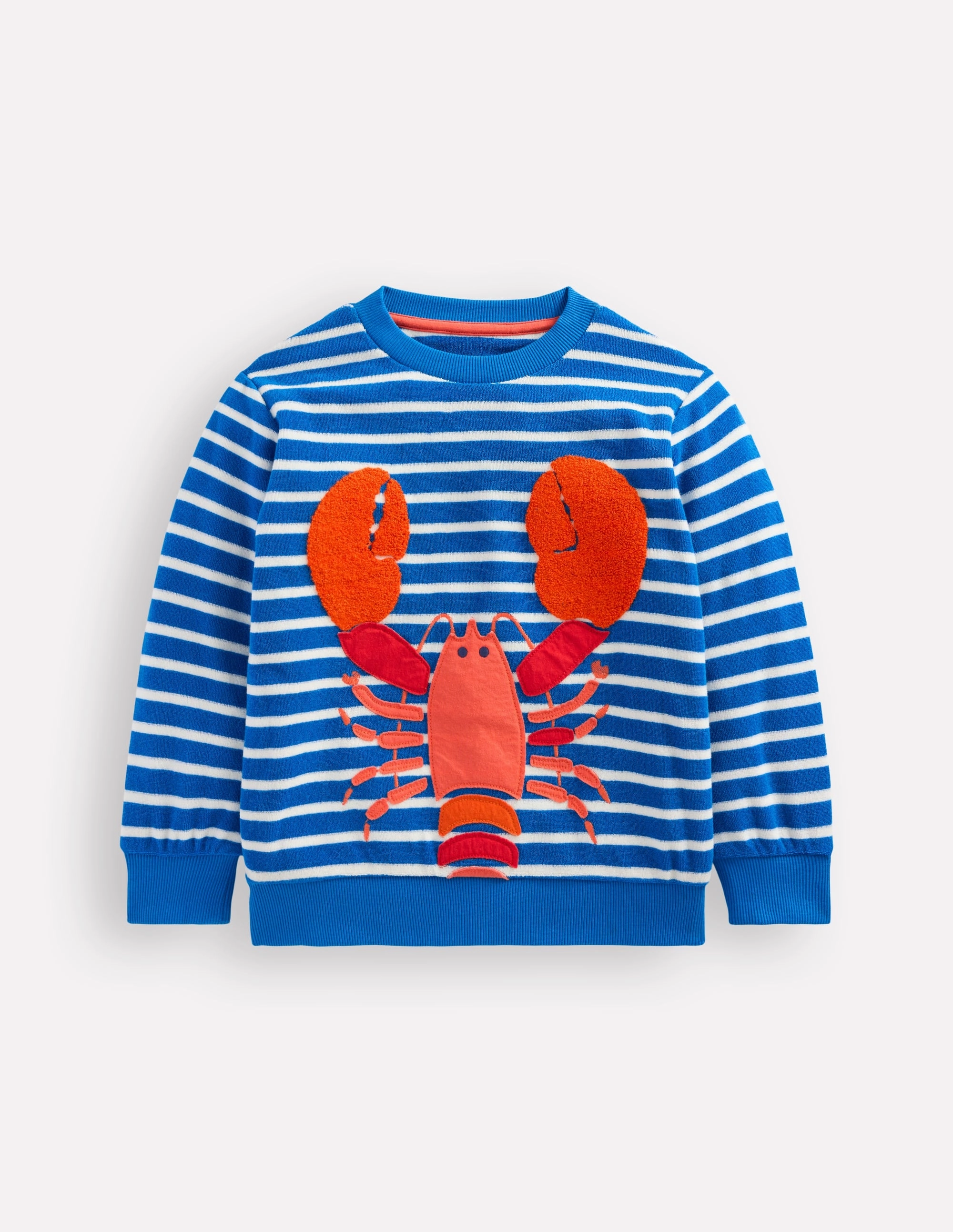 Fun Towelling Sweatshirt-Blue and Ivory Lobster LongWearingComfort
