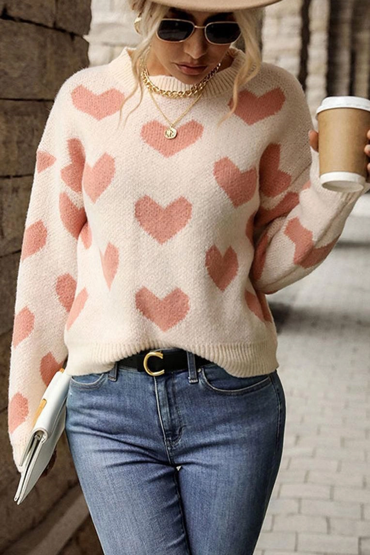 HEART PRINTING WARM CUTE SWEATER Street Style