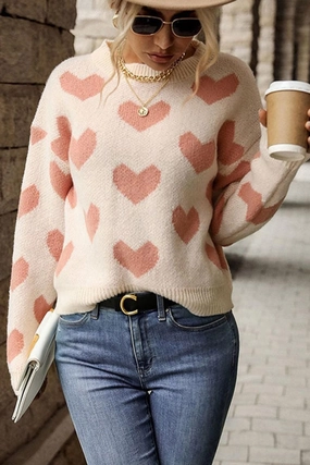 HEART PRINTING WARM CUTE SWEATER Street Style