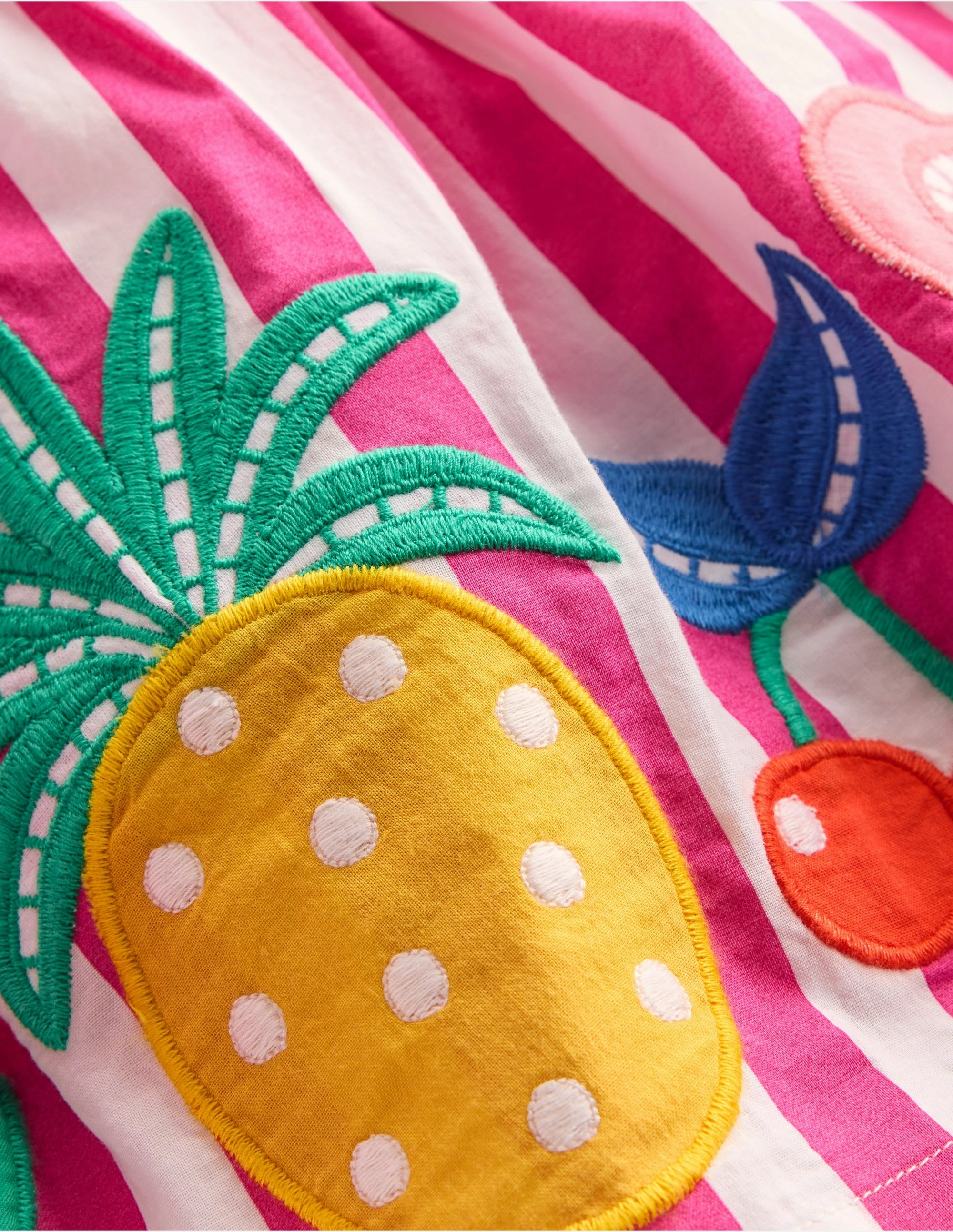 Appliqu Skirt-Fruit Pink Stripe Must Have Feature Floor Length