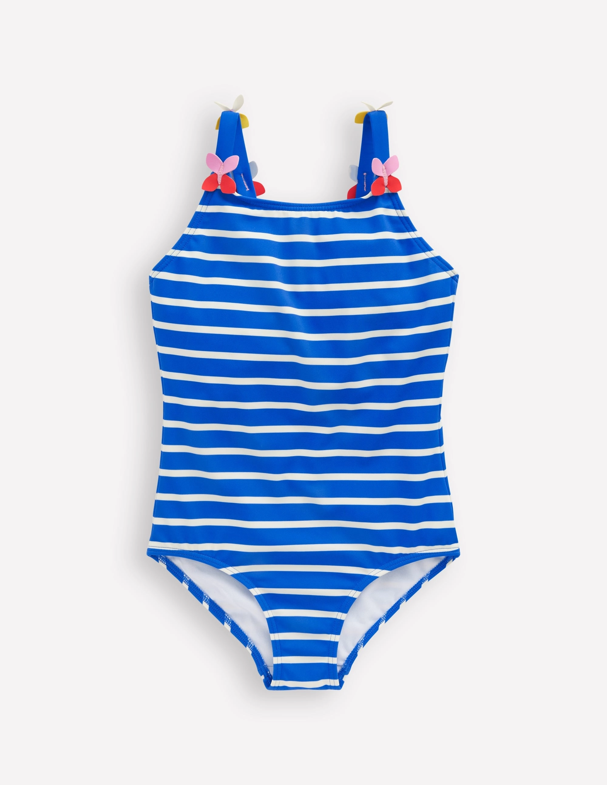 Appliqu  Strap Swimsuit-Gallery Blue Stripe Butterfly UV-protection