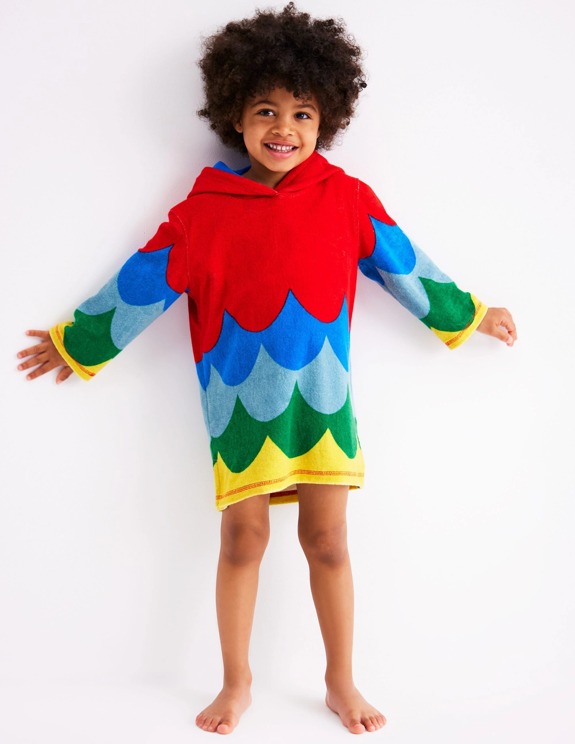 Appliqu Towelling Throw-on-Multi Rainbow Parrot Rich-Color Coastal Adventure