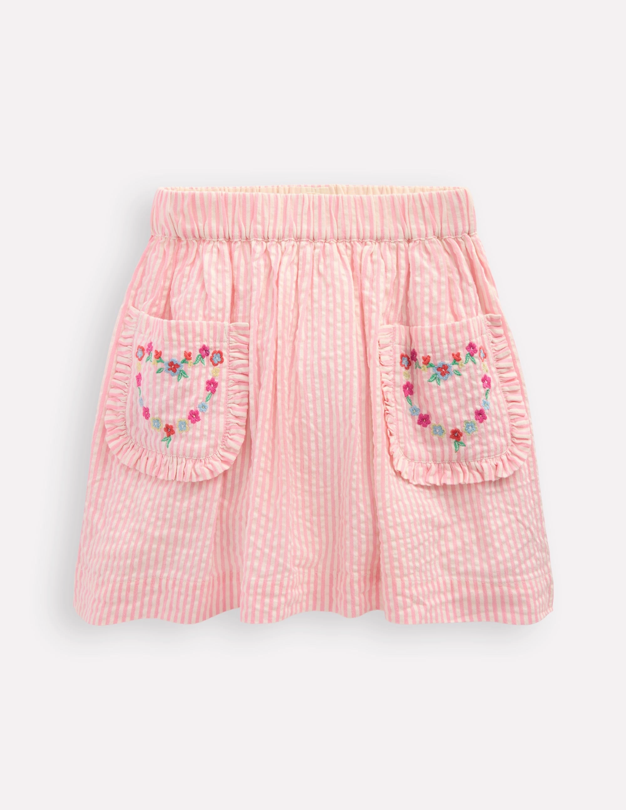 Double Layer Construction Urban Pulse Applique Pocket Skirt-Cosmos Pink Daisy Chain