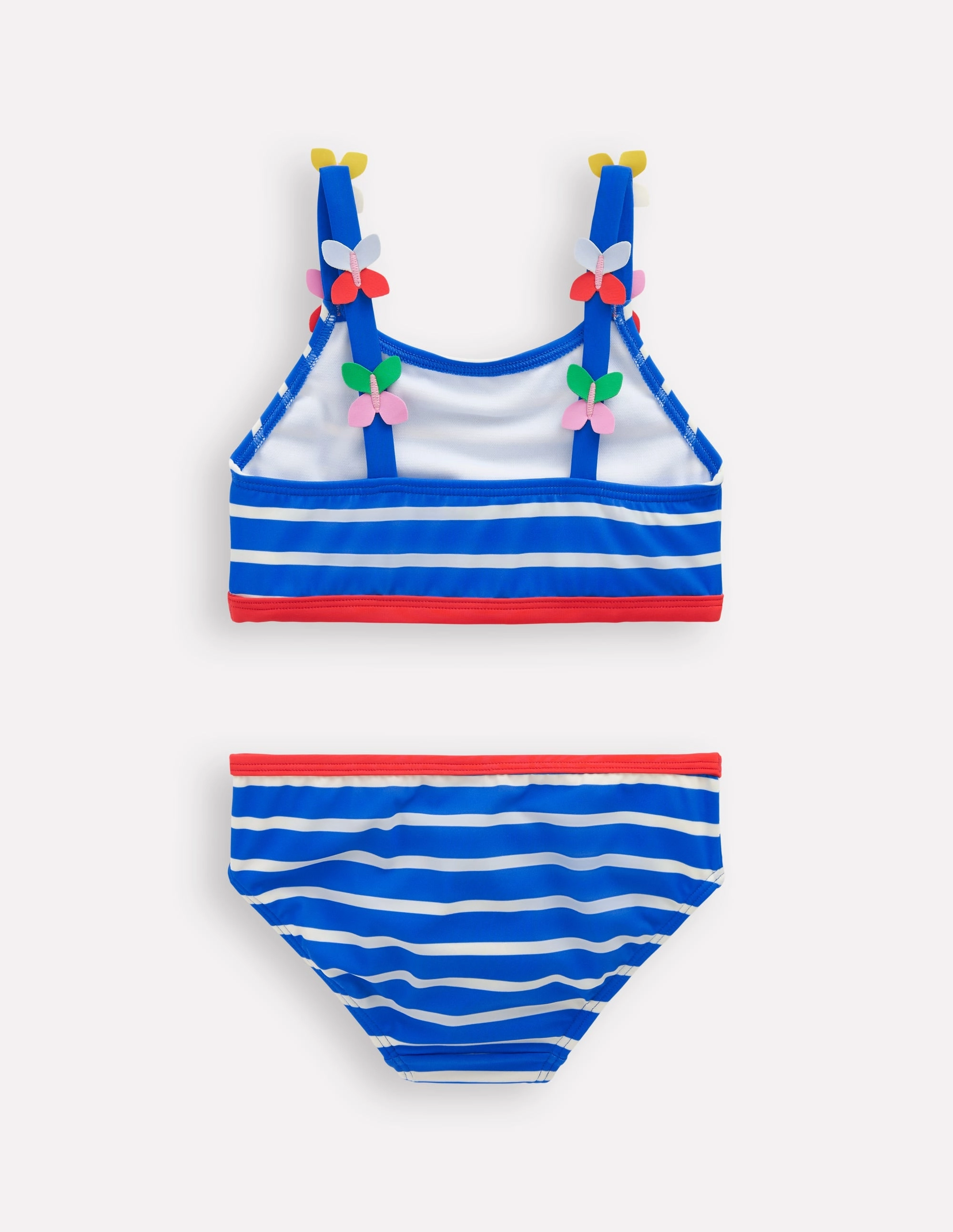 Anti Pilling Fabric Blend Versatile Closure Applique Strap Bikini-Gallery Blue Stripe Butterfly