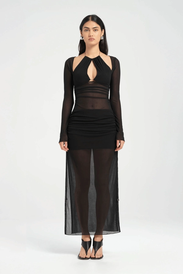 Ari Cutaway Dress Black Rose Flush Classic knee-length dress