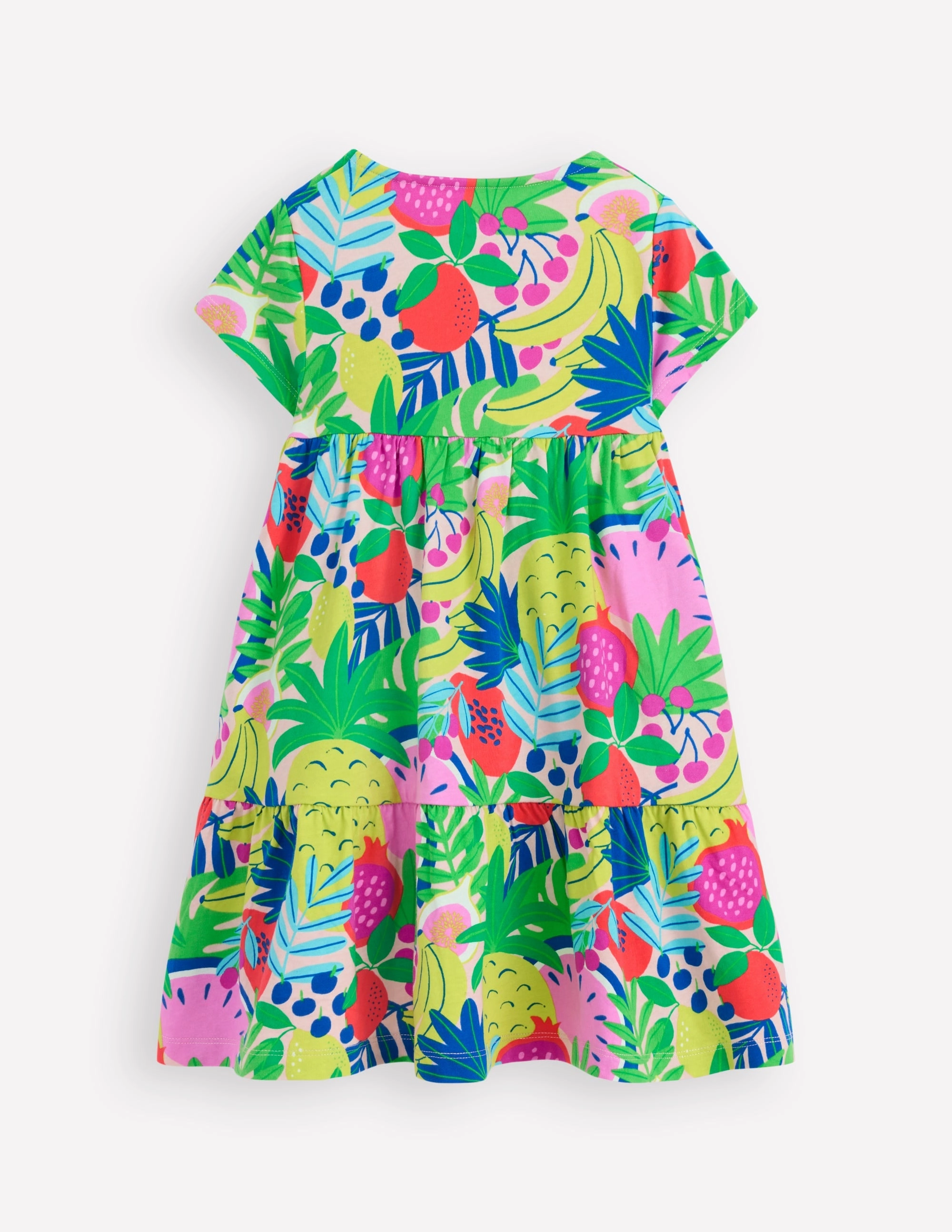 Ariel Twirly Jersey Dress-Multi Tropical Fruit Simple Elegance