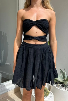 Mia Mini Dress Black Flow Sleeve Shine Dressy