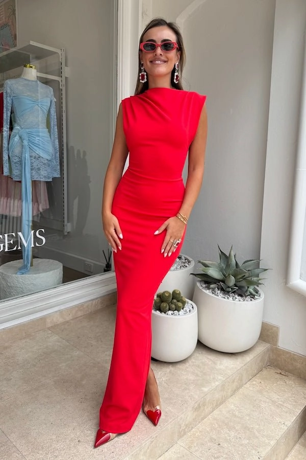 Audrey Gown Cherry Red Ombre-Effect