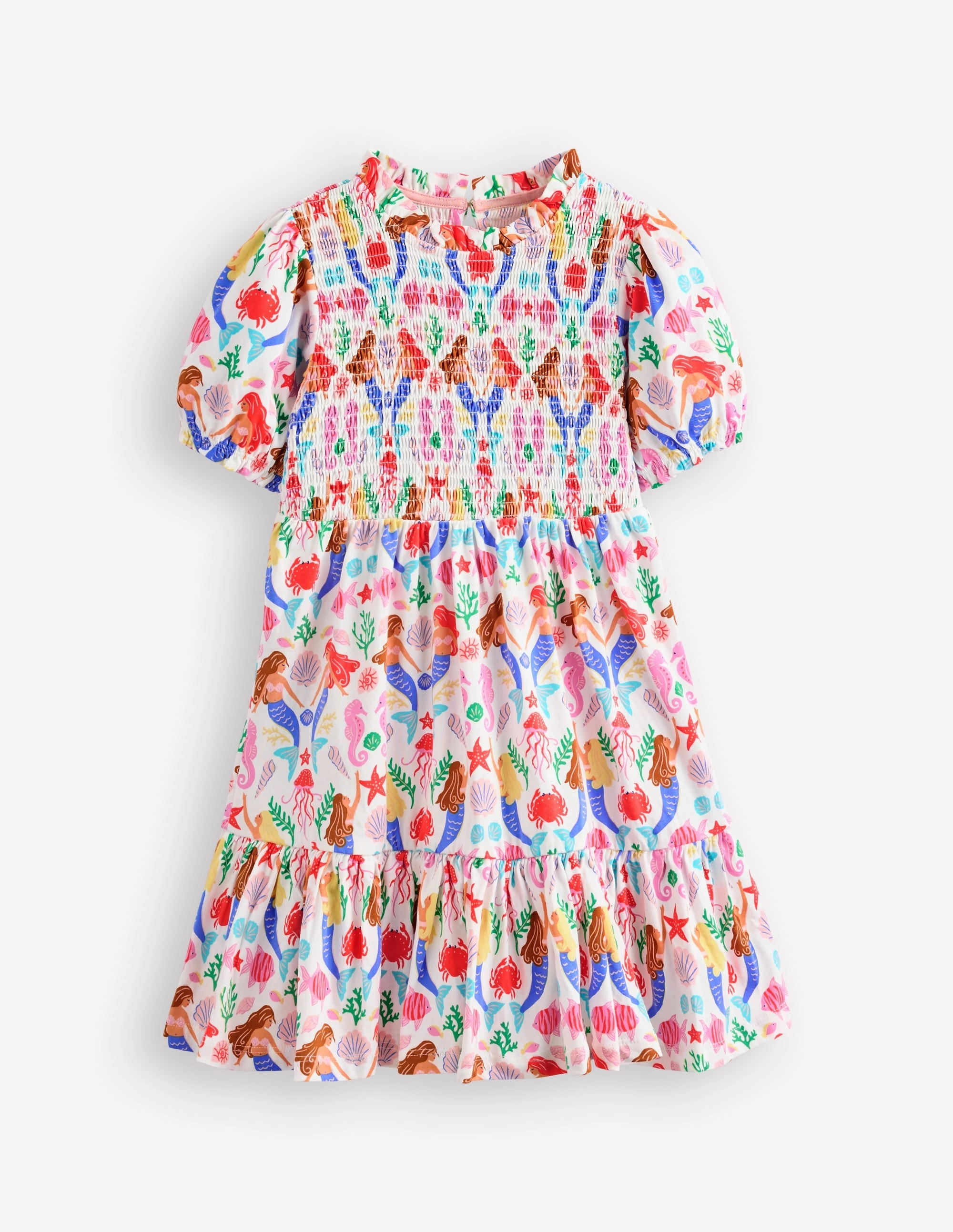 Aurora Shirred Twirly Dress-Ivory Mermaids Transitional Style