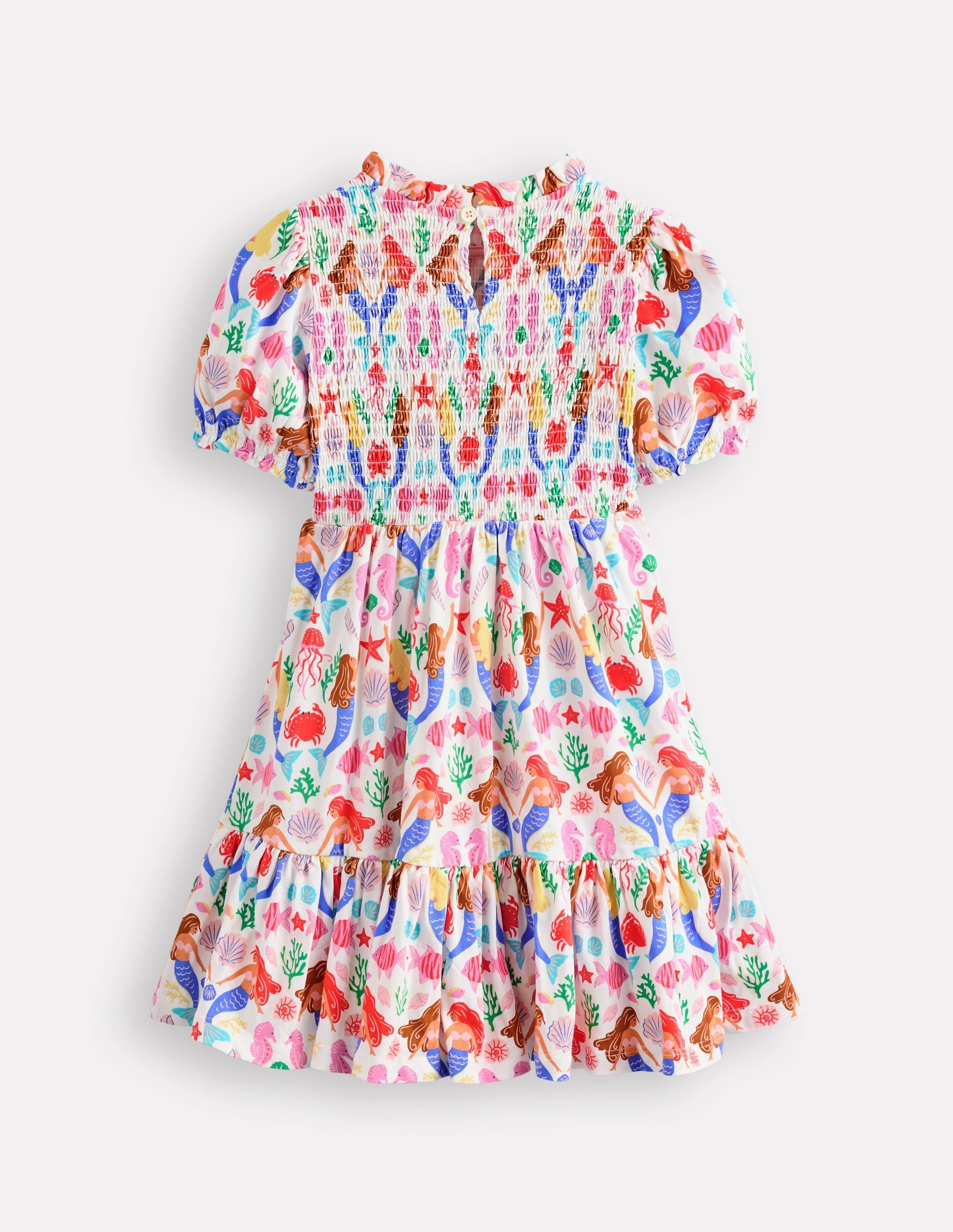 Aurora Shirred Twirly Dress-Ivory Mermaids All-Occasion Wear Hand-Wash