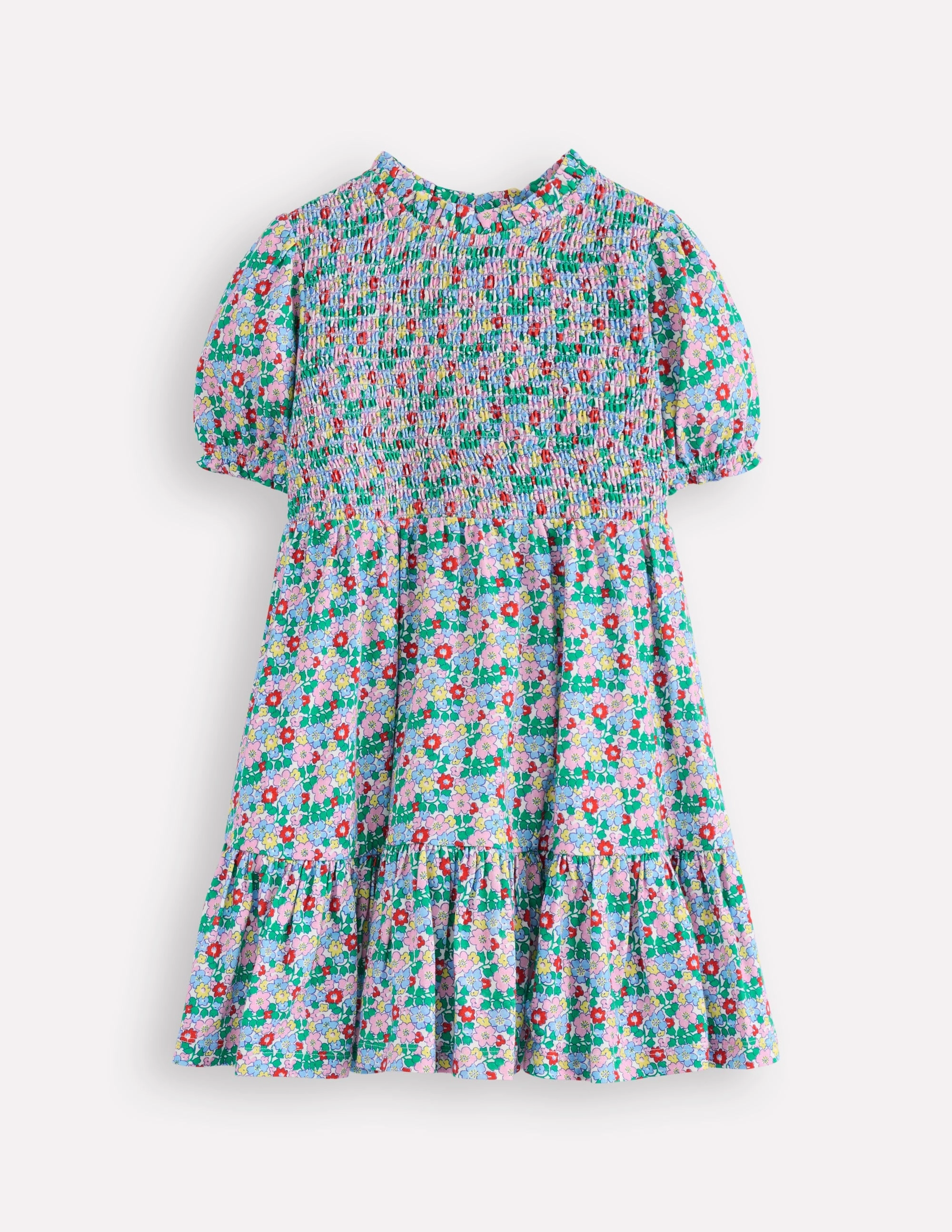 Office Wear Aurora Shirred Twirly Dress-Multi Flowerbed