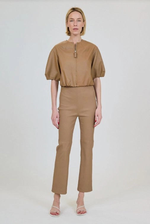 Heather Effect Finish Reinforced Shoulder Panels Austin Short Sleeve Zip Up Jacket Taupe