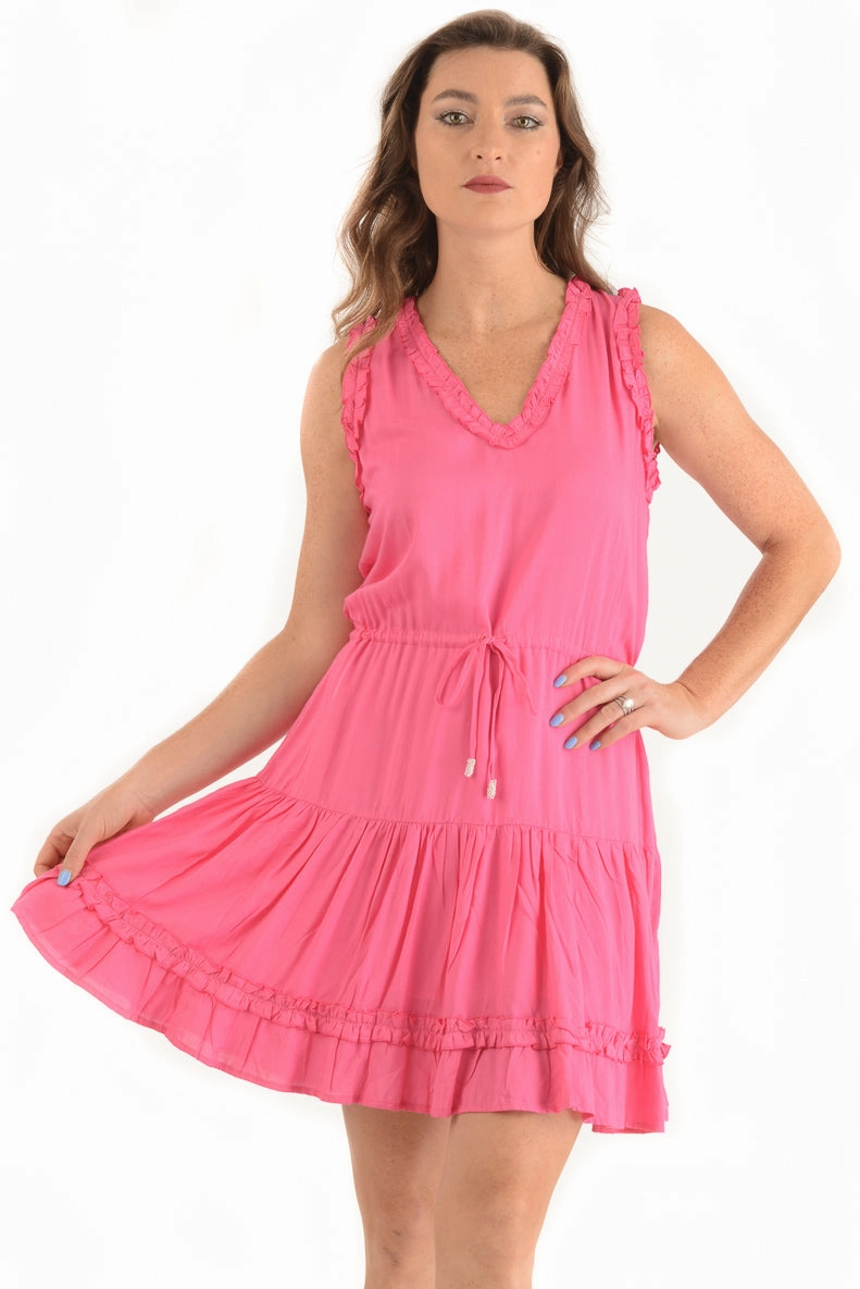 Wide Hemline Cool Look Maddie Dress / Hot Pink