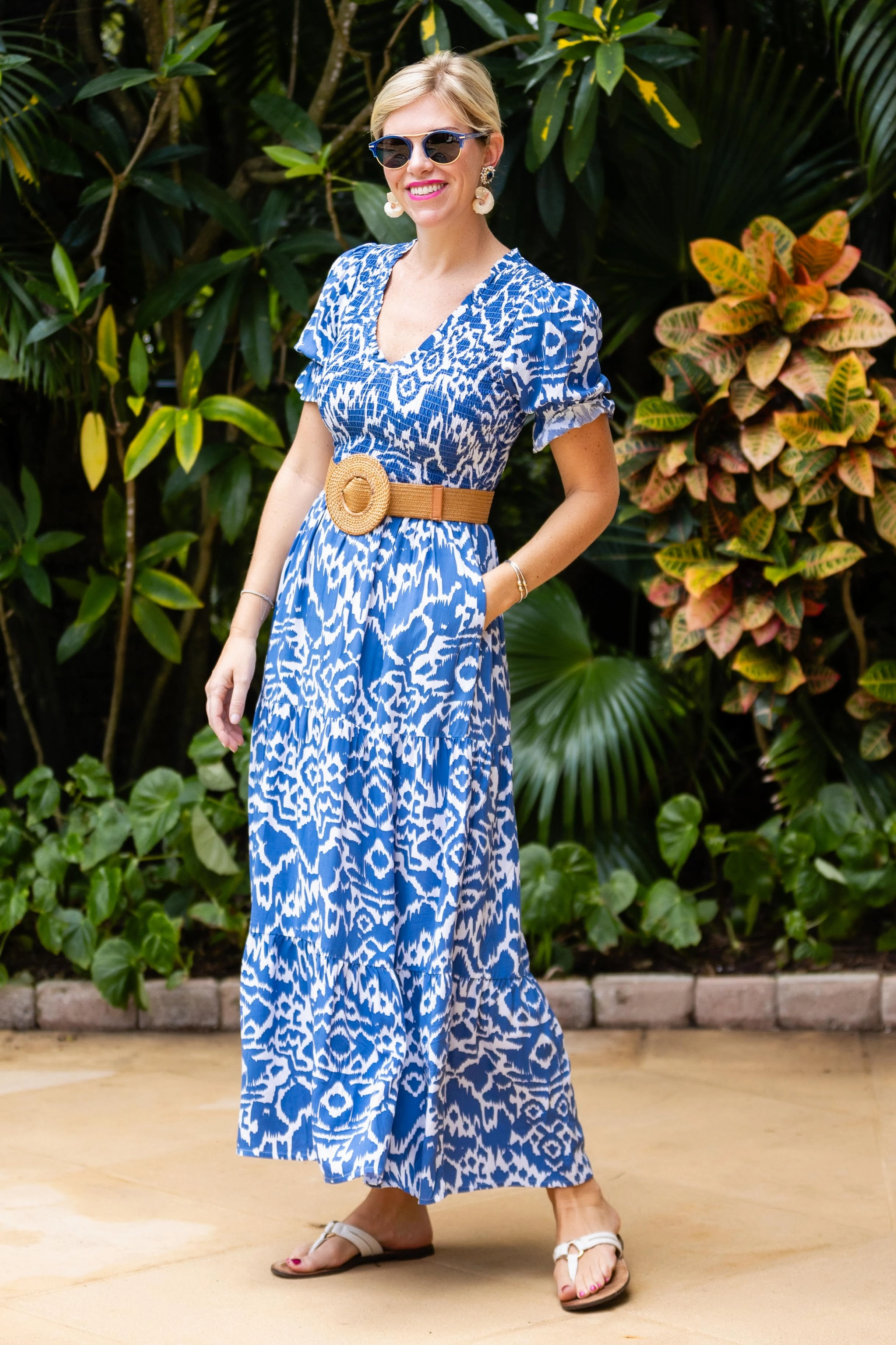 Nancy Dress / Denim Blue Ikat Work or Casual