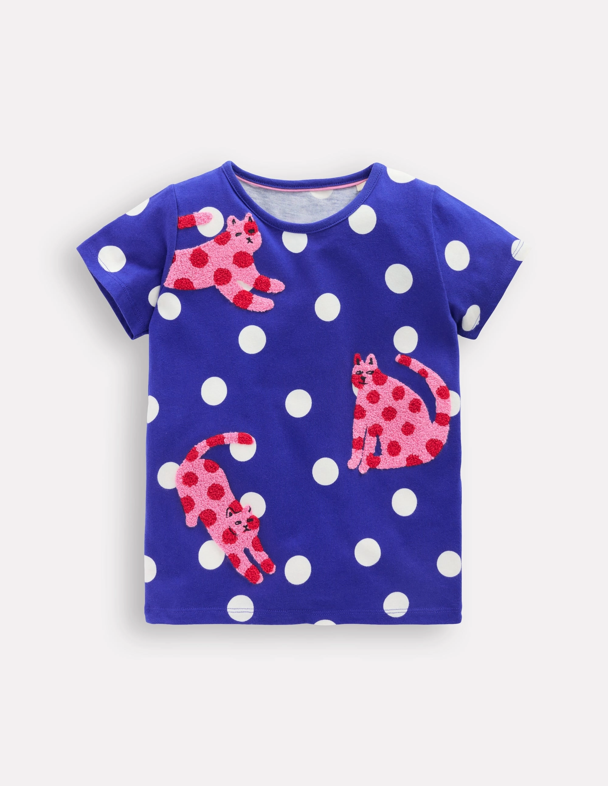 FlexibleLayeredConstruction Bay Boucle T-Shirt-Bright Blue Spotty Cats