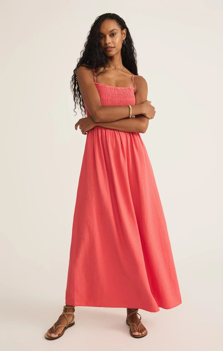 Delicate Mood velvet feel BAYSIDE LINEN MAXI DRESS