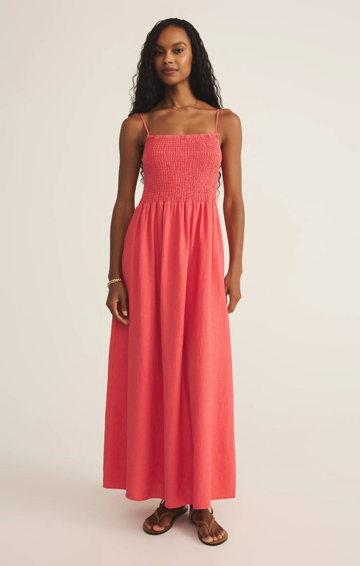 Winter Layering Water-Repellent-Finish BAYSIDE LINEN MAXI DRESS