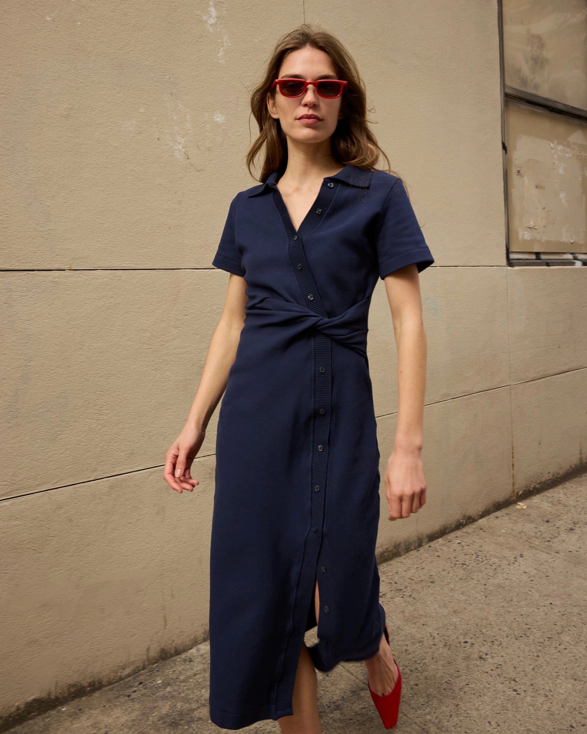 Unlined Look Short Sleeve Ellicot Dress