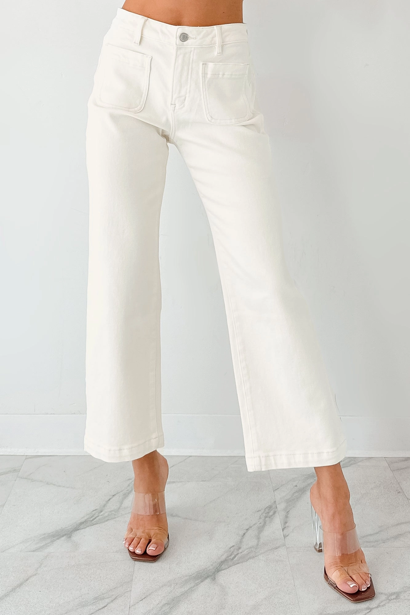 Bella Cropped Wide Leg Mica Denim Jeans (White Chocolate) Functional Layer