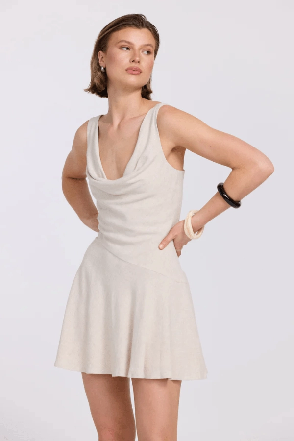 Bella Mini Dress Neutral Trend Detail