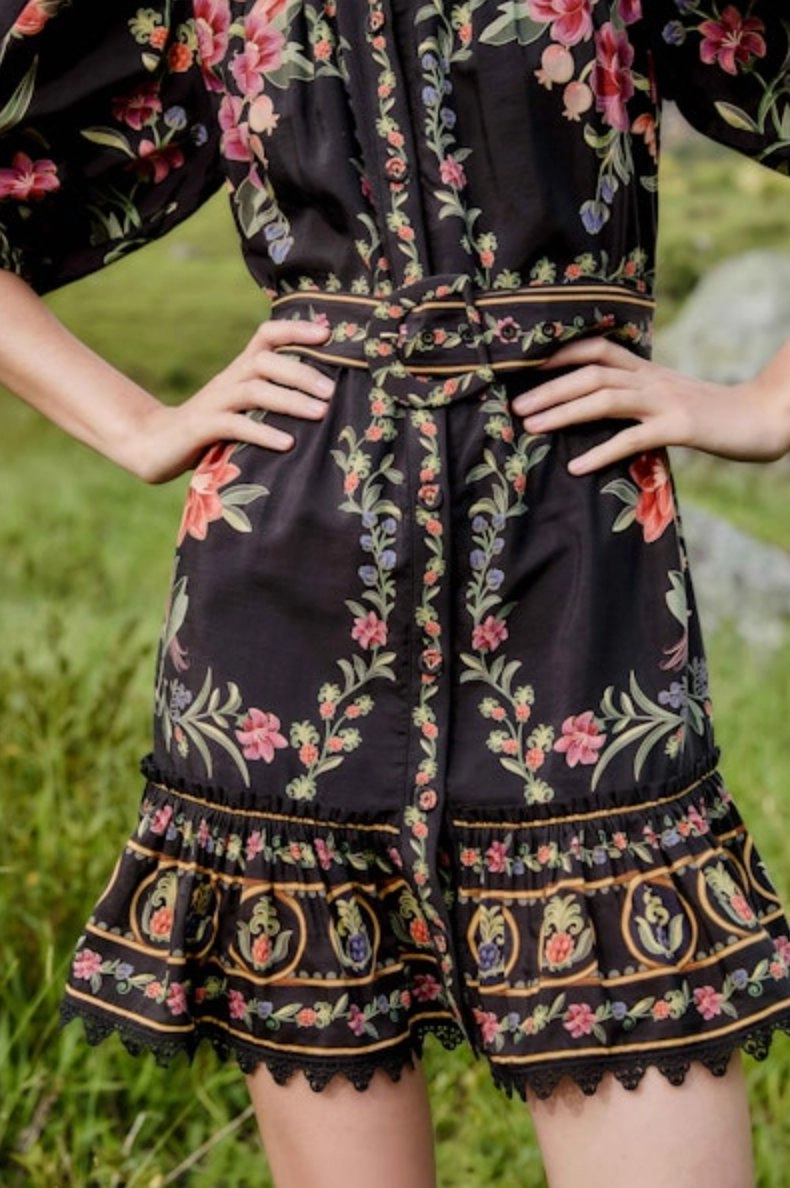 Belle Garden Black Mini Dress Fall Layer