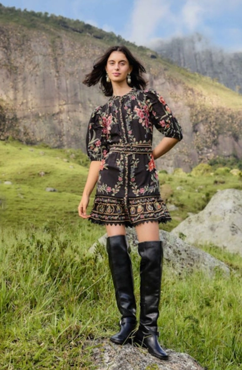 Belle Garden Black Mini Dress Soft Stretch Side-Pocket