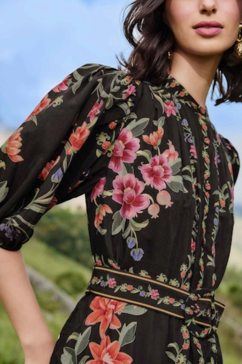 Belle Garden Black Mini Dress Light Wrap