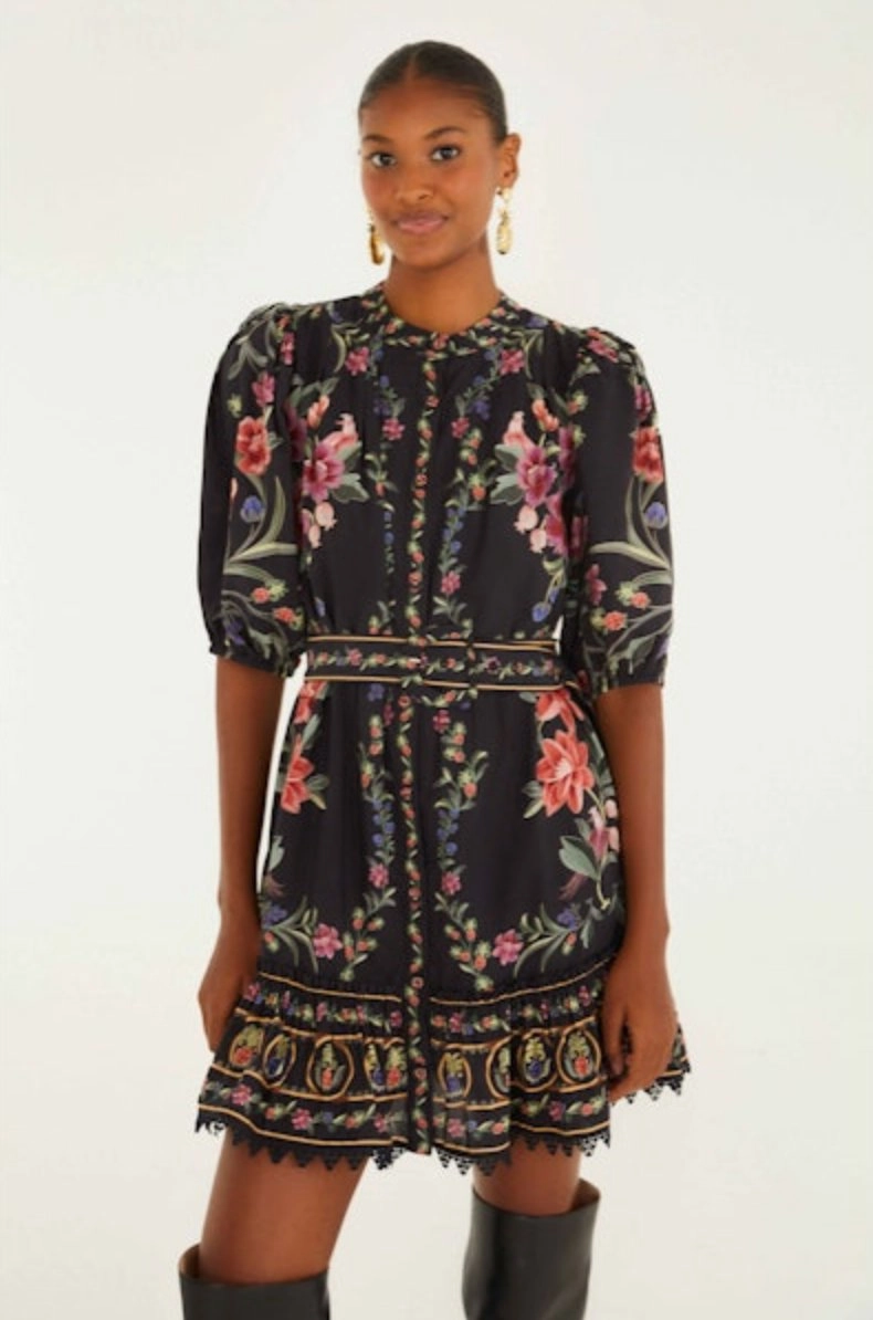 Grass Soft Fit Vibe Belle Garden Black Mini Dress