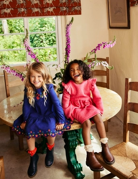 Lace Ease Betsy Tiered Twirly Dress-Starboard Navy Embroidery