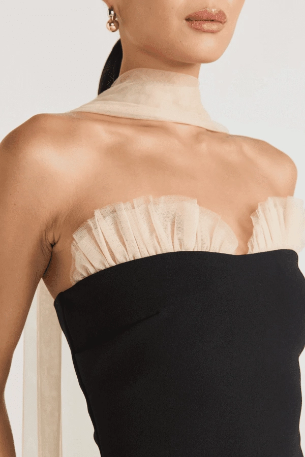 Sophisticated cocktail dress Relaxed Fit Look Beverly Gown Black/Champagne Beige