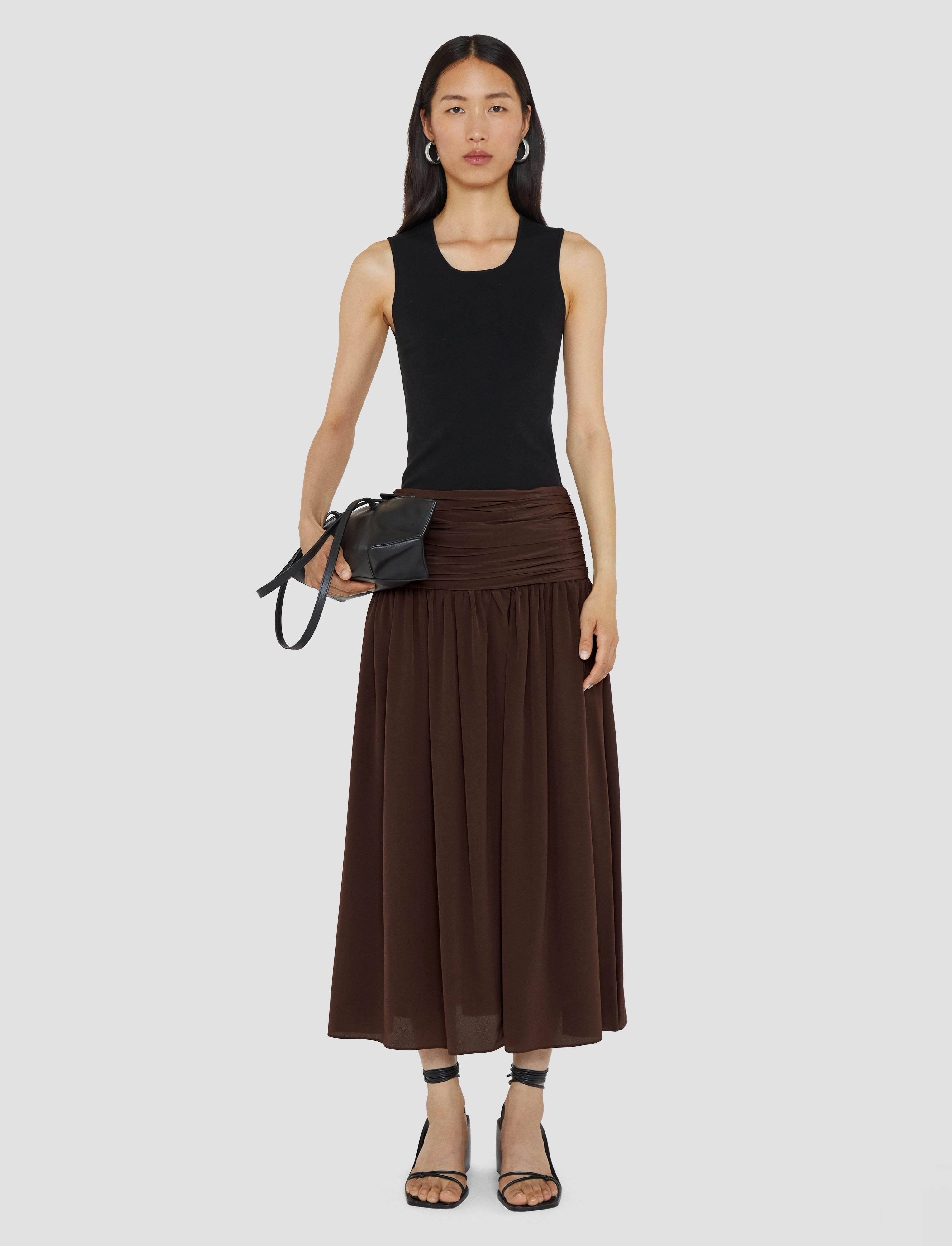 Bex Crepe de Chine Silk Skirt Chic Attire Quilted Texture