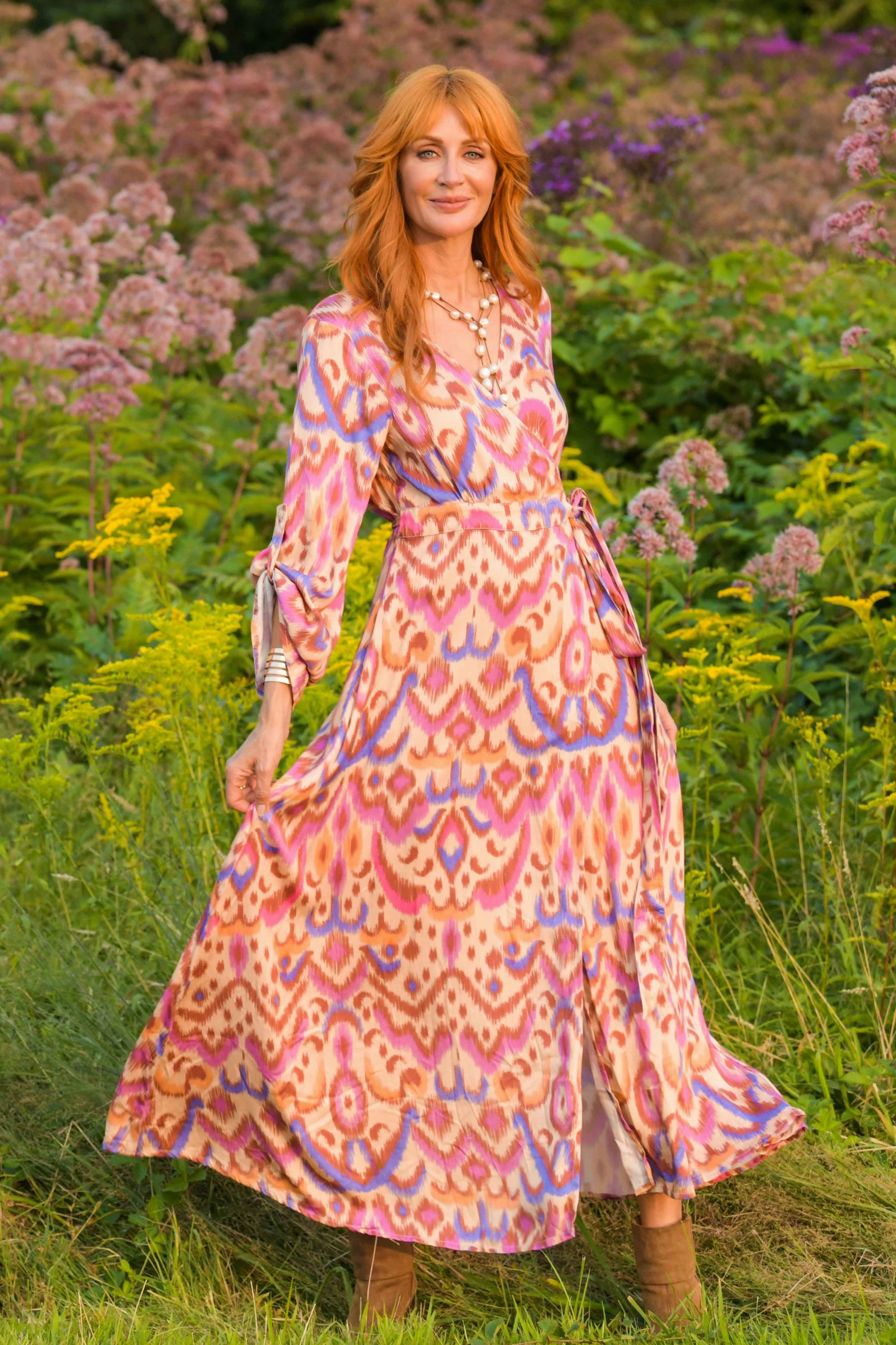 Bianca Dress / Purple Brown Ikat Wrap Glow